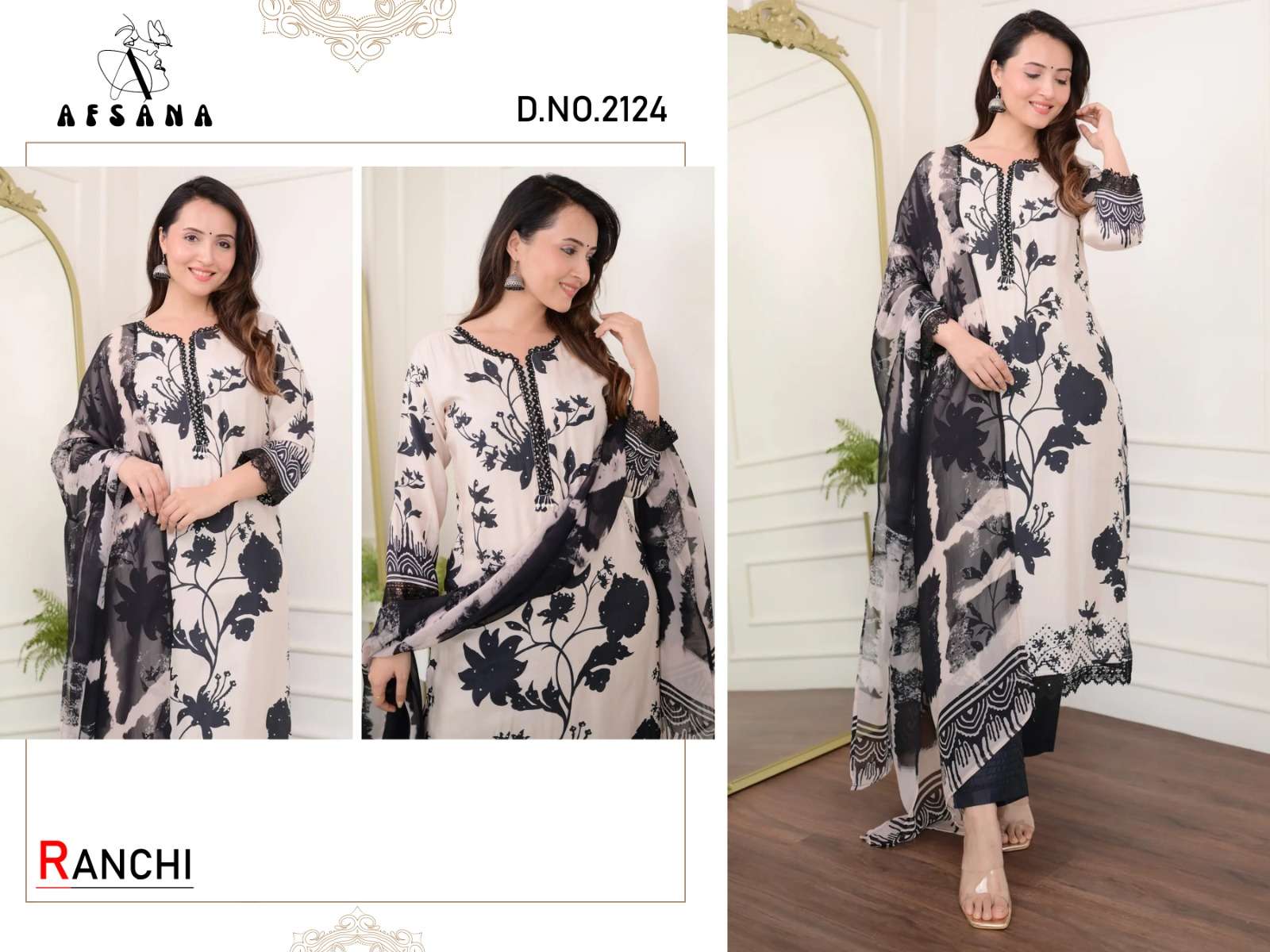 Afsana Ranchi 2124 Muslin Pakistani Suits Wholesale cataloga