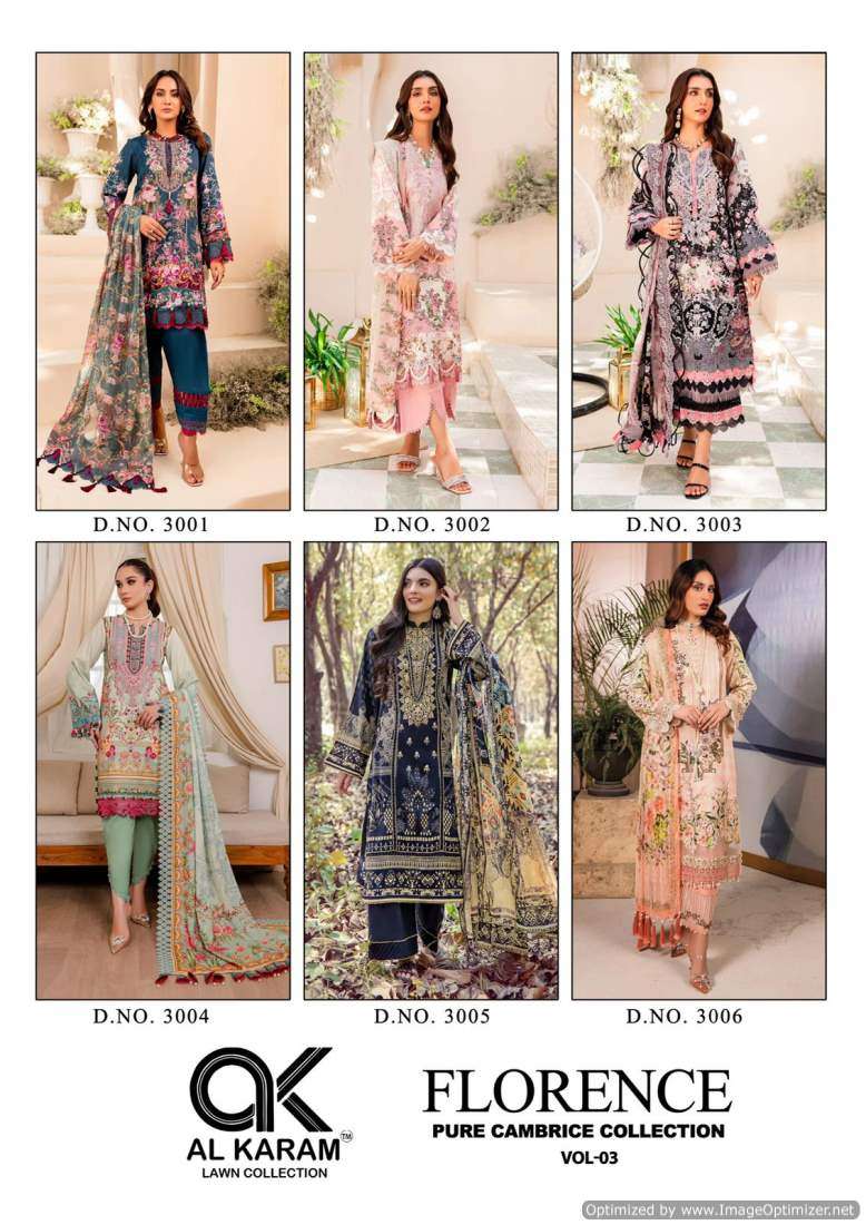 Al Karam Florence Vol-3 – Dress Material - Wholesale Catalog