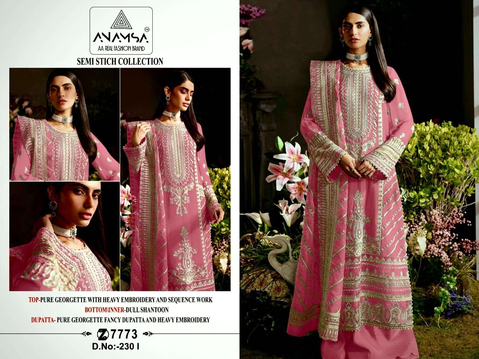 Anamsa 230 I To L Hit Colors Pakistani Suit Wholesale catalog