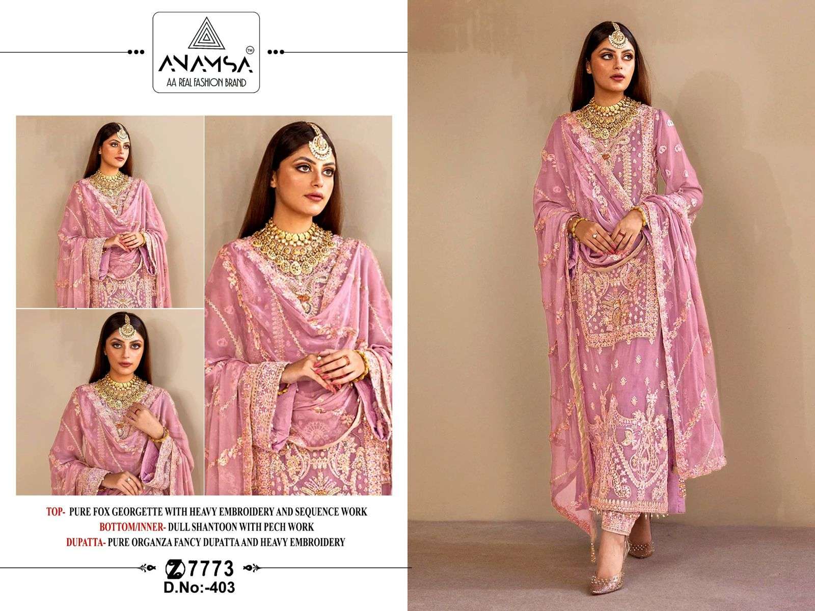 Anamsa 403 Georgette Salwar Kameez Wholesale catalog