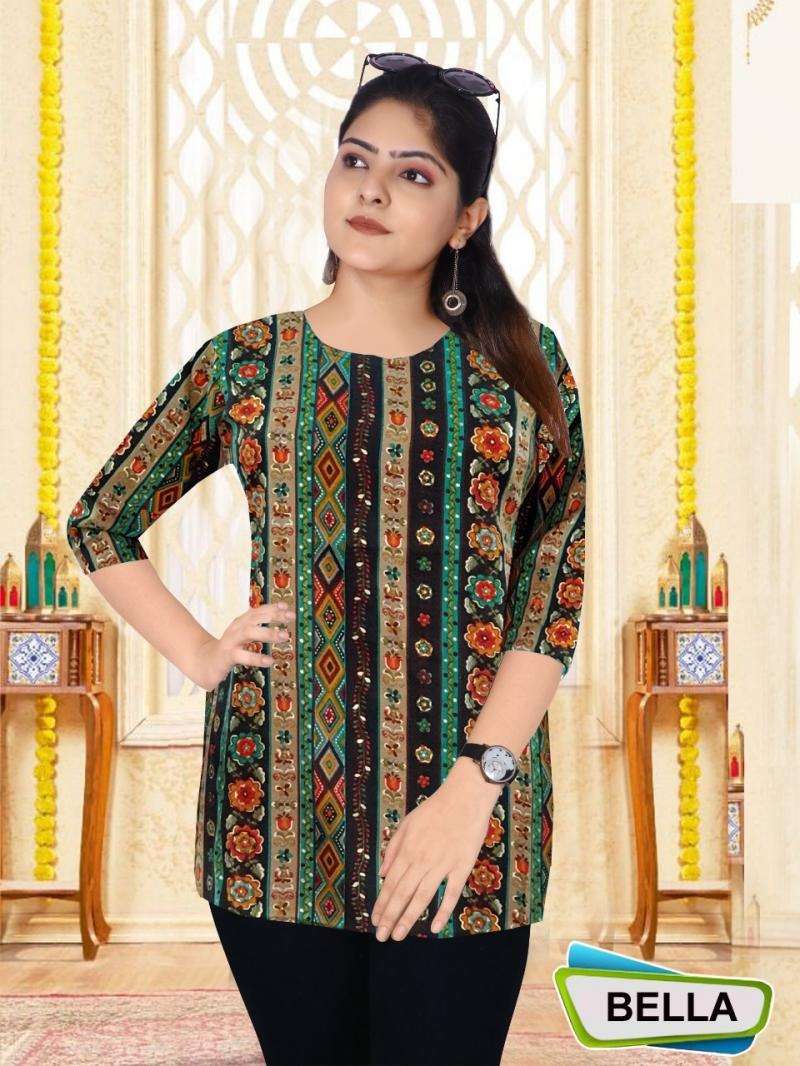 Bella Heavy Rayon Designer Kurti Top Wholesale catalog
