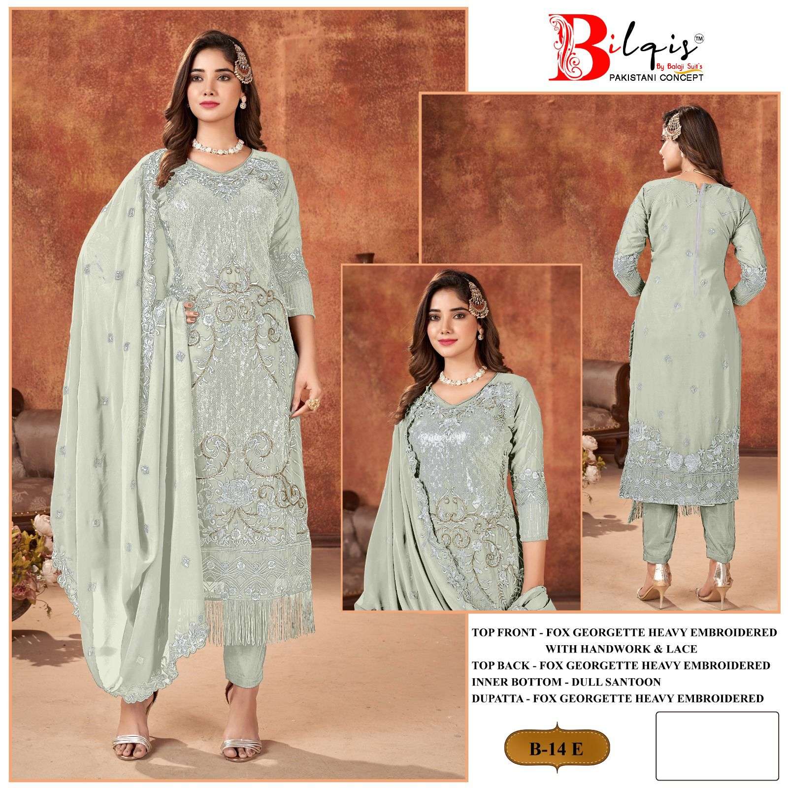 Bilqis B 14 E To H Georgette Salwar Kameez Wholesale catalog