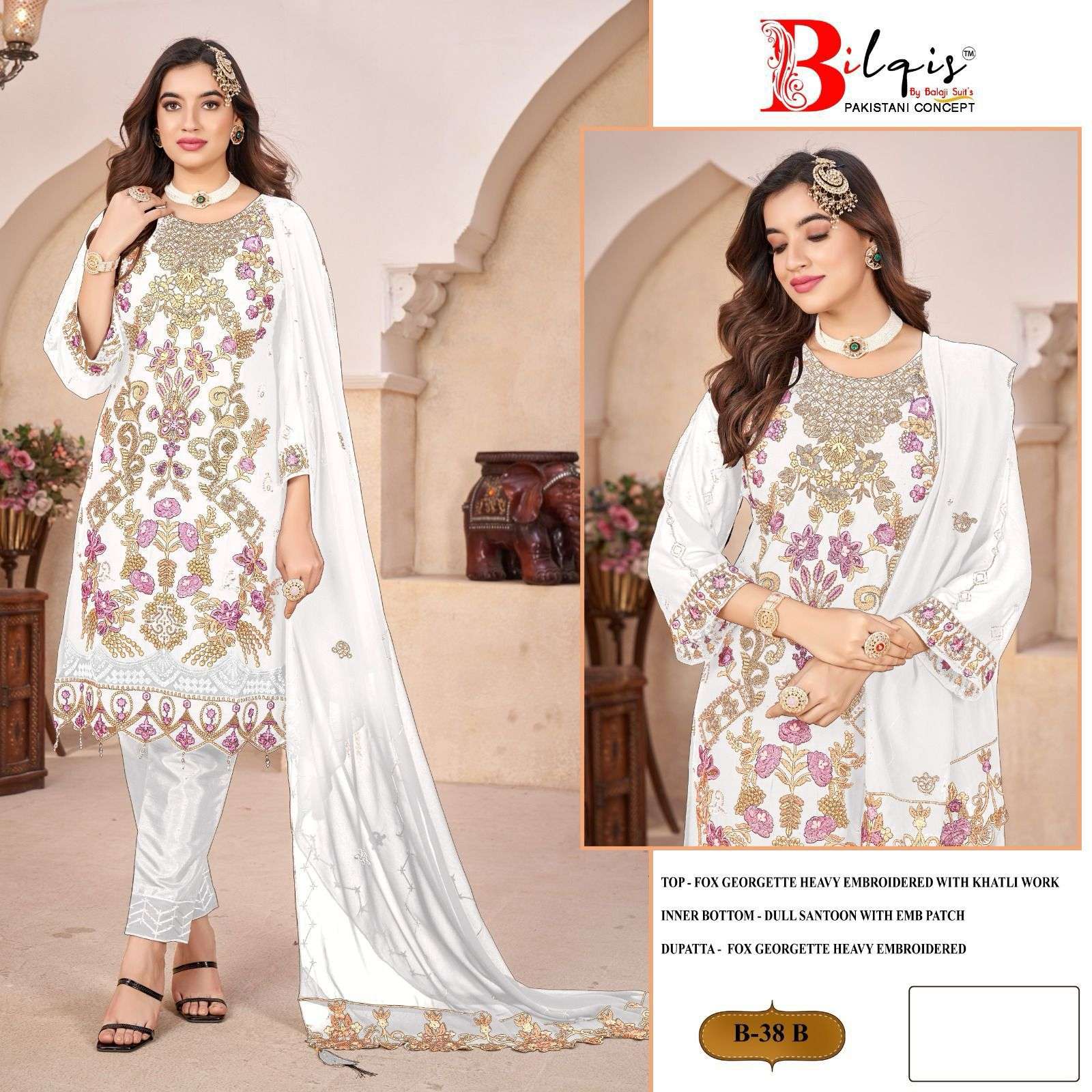 Bilqis B 38 B Georgette Salwar Kameez Wholesale catalog