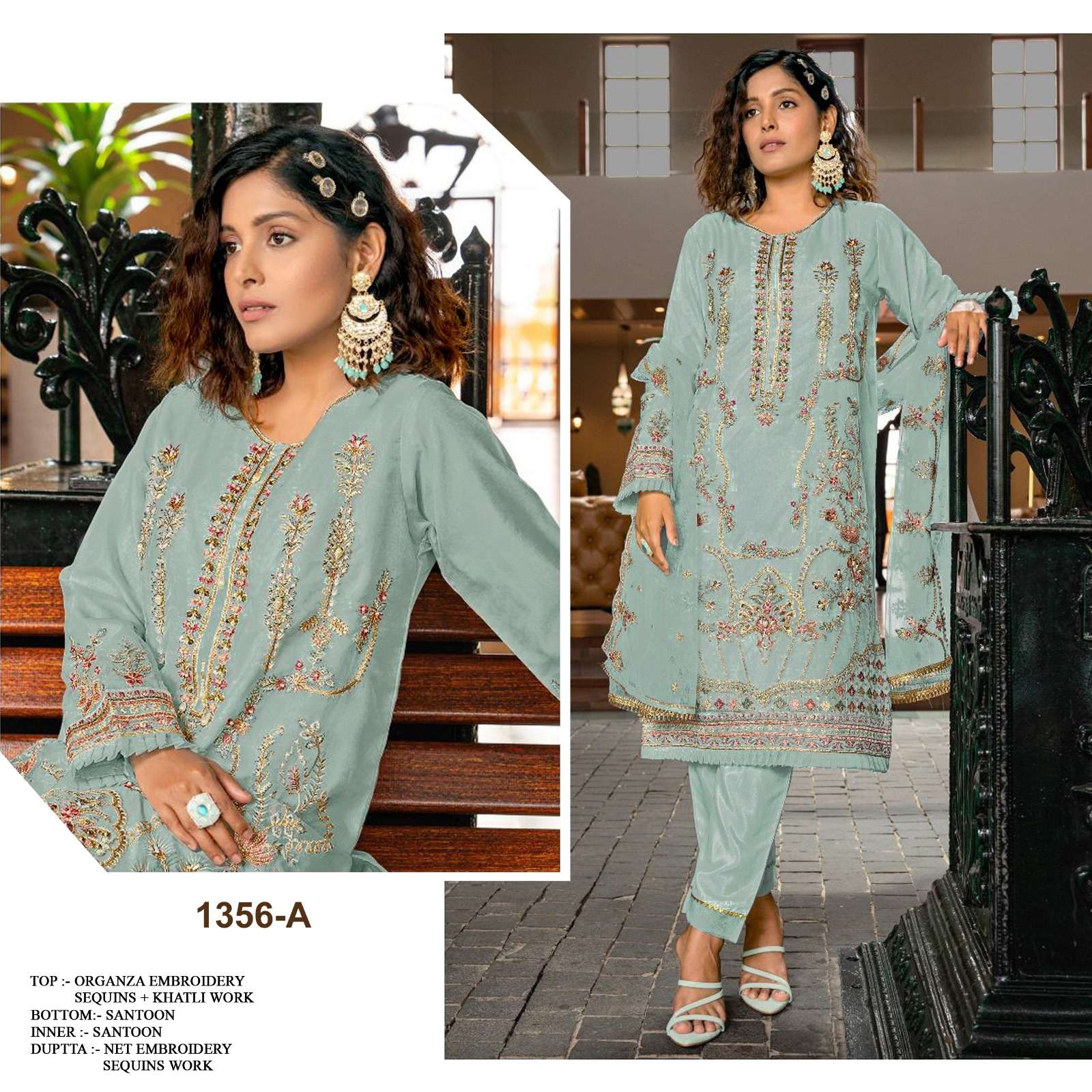 Ct 1356 A to D Heavy Organza Salwar Kameez Wholesale catalog