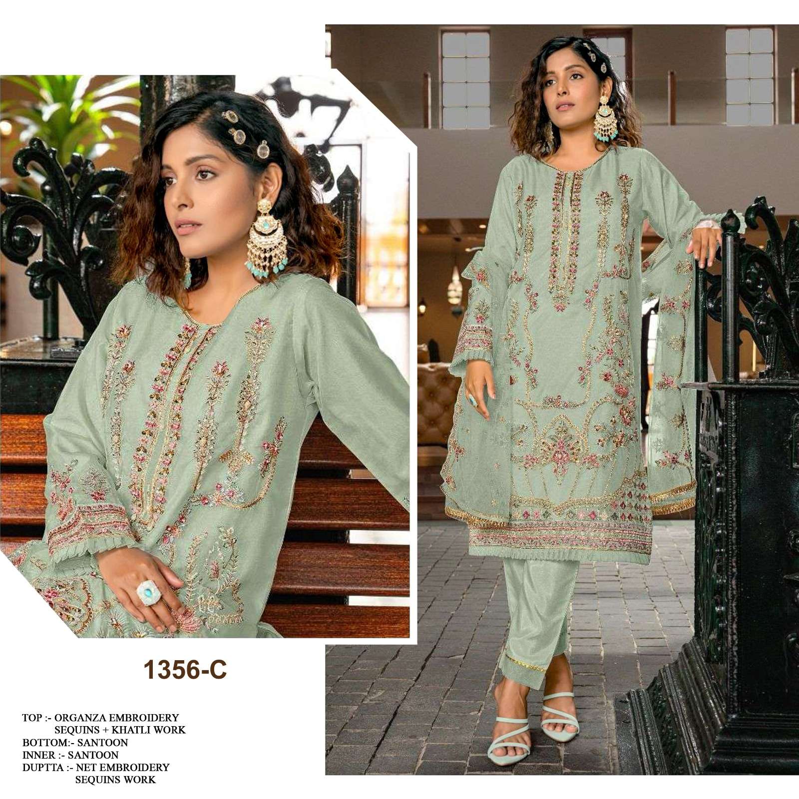 Ct 1356 A to D Heavy Organza Salwar Kameez Wholesale catalog