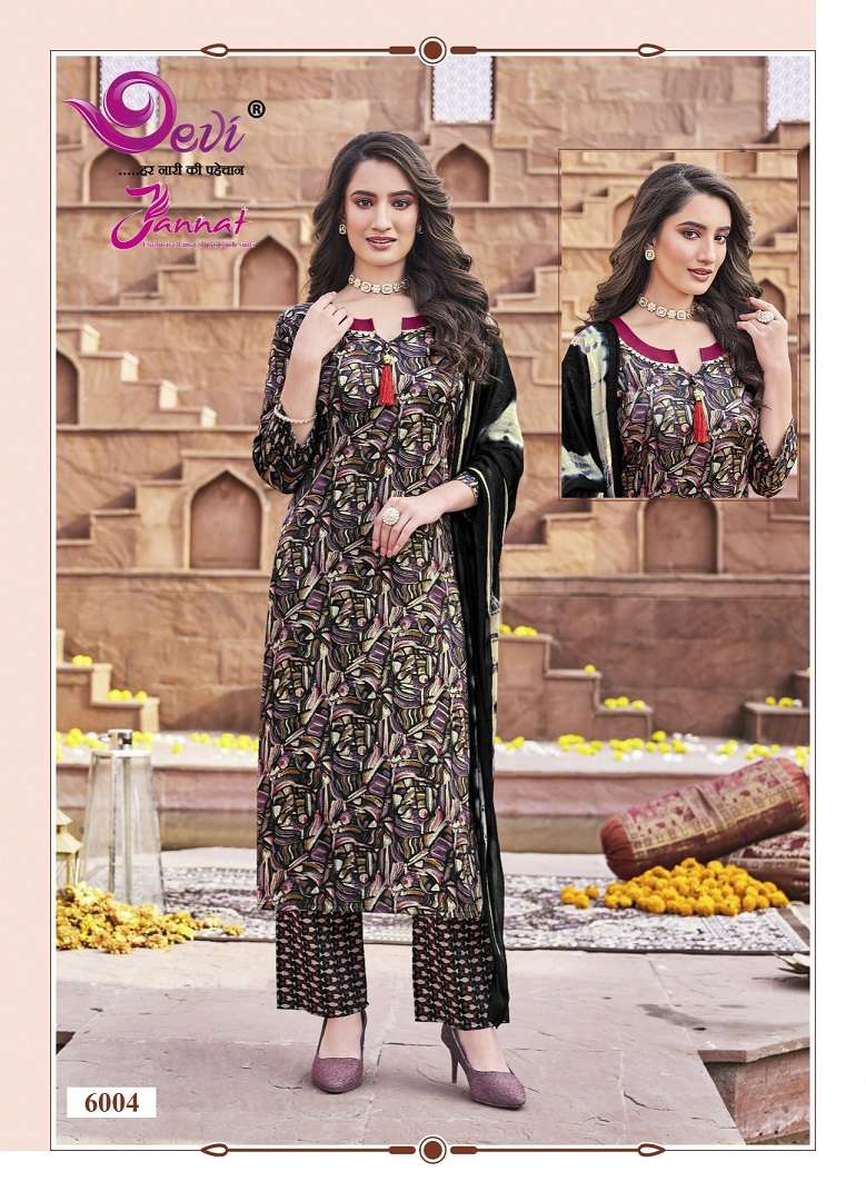 Devi Jannat Vol-6 - Kurti Pant With Dupatta - Wholesale Catalog