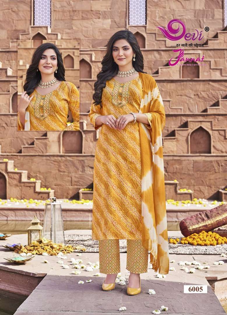 Devi Jannat Vol-6 - Kurti Pant With Dupatta - Wholesale Catalog