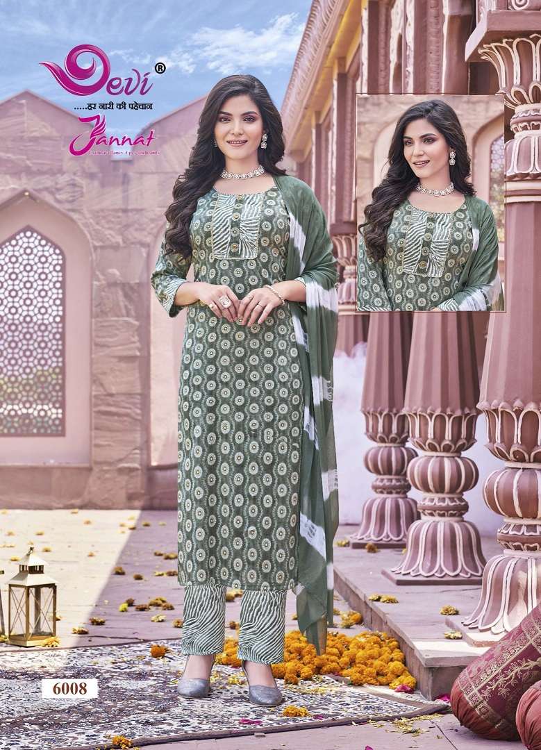 Devi Jannat Vol-6 - Kurti Pant With Dupatta - Wholesale Catalog