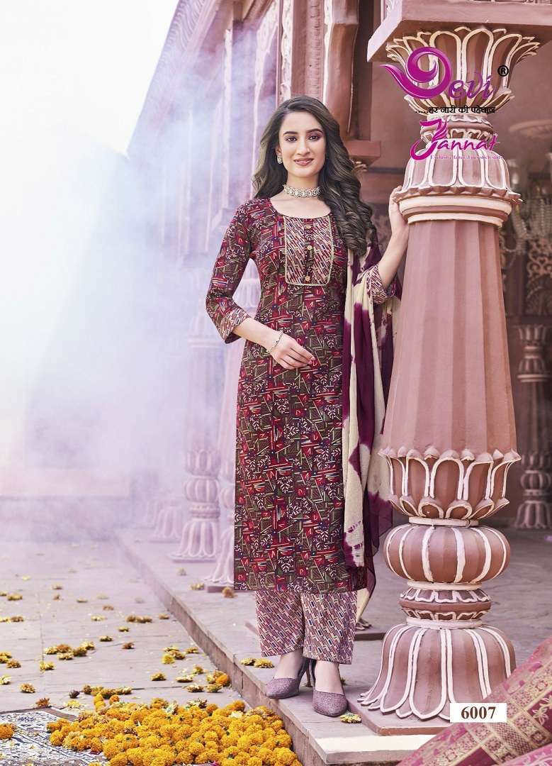 Devi Jannat Vol-6 - Kurti Pant With Dupatta - Wholesale Catalog