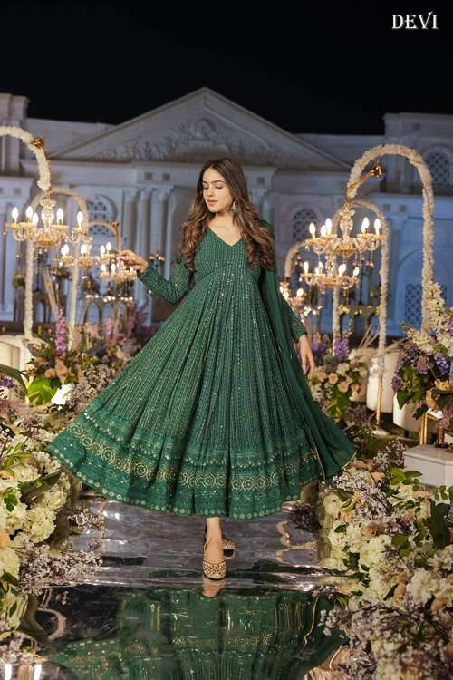 Devi Vol 1 Festive Wear Georgette Gown With Dupatta Wholesale catalog