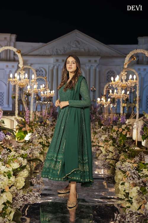 Devi Vol 1 Festive Wear Georgette Gown With Dupatta Wholesale catalog