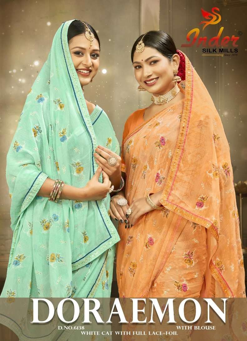 DORAEMON 6138 INDER SILK MILLS Saree Wholesale catalog