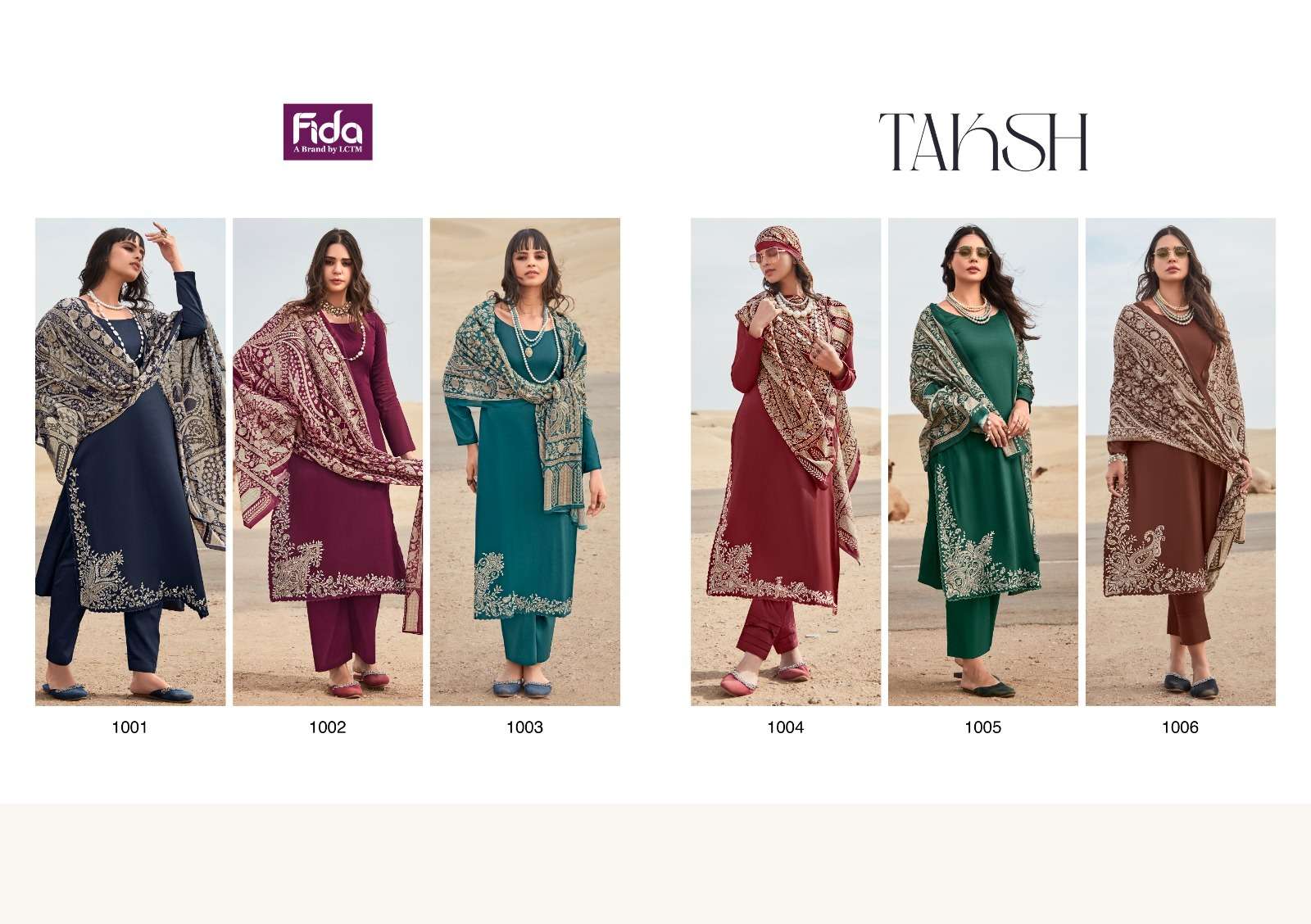 Fida Taksh Cotton Embroidered Dress Material Wholesale catalog