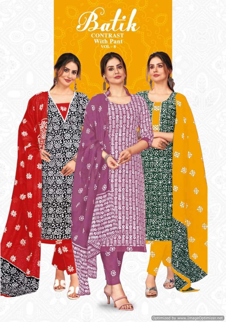 Ganpati Batik Vol-8 – Kurti Pant With Dupatta Wholesale Catalog
