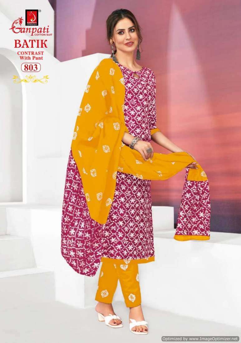 Ganpati Batik Vol-8 – Kurti Pant With Dupatta Wholesale Catalog
