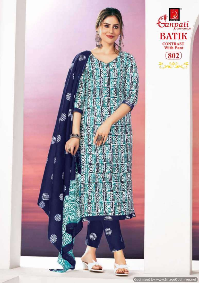 Ganpati Batik Vol-8 – Kurti Pant With Dupatta Wholesale Catalog