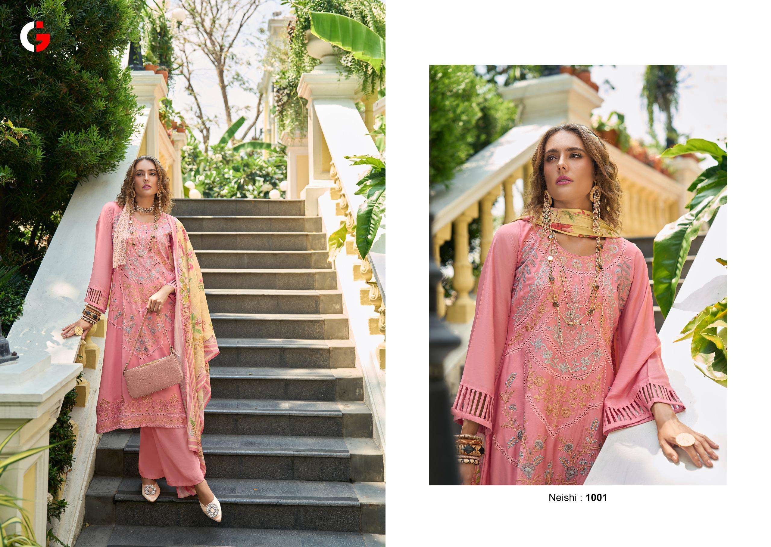 Gull Jee Neishi Muslin Designer Salwar Kameez Wholesale catalog