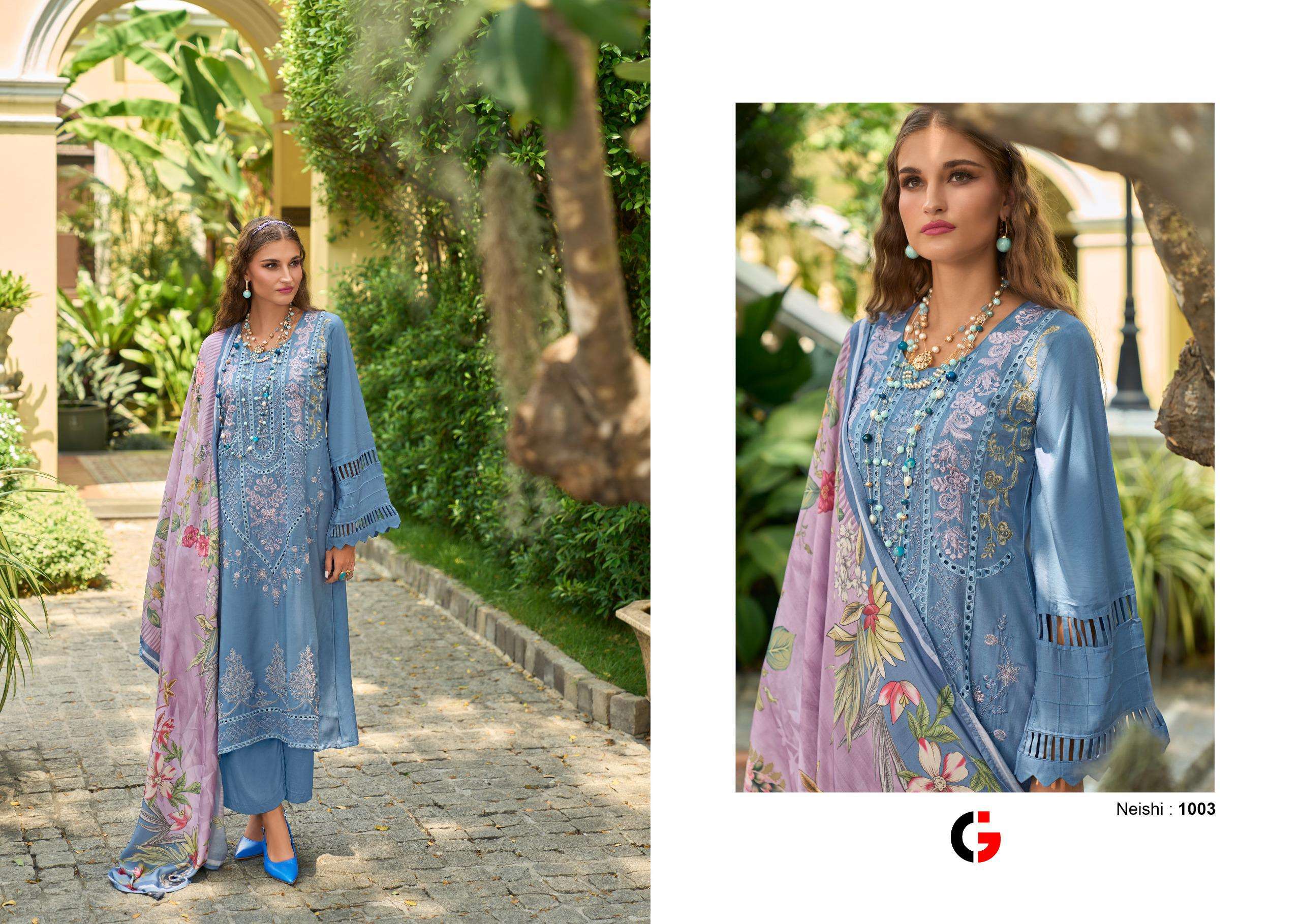 Gull Jee Neishi Muslin Designer Salwar Kameez Wholesale catalog
