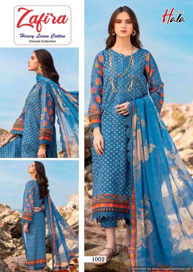 Hala Zafira Vol 1 Heavy Lawn Cotton Dress Material Wholesale catalog