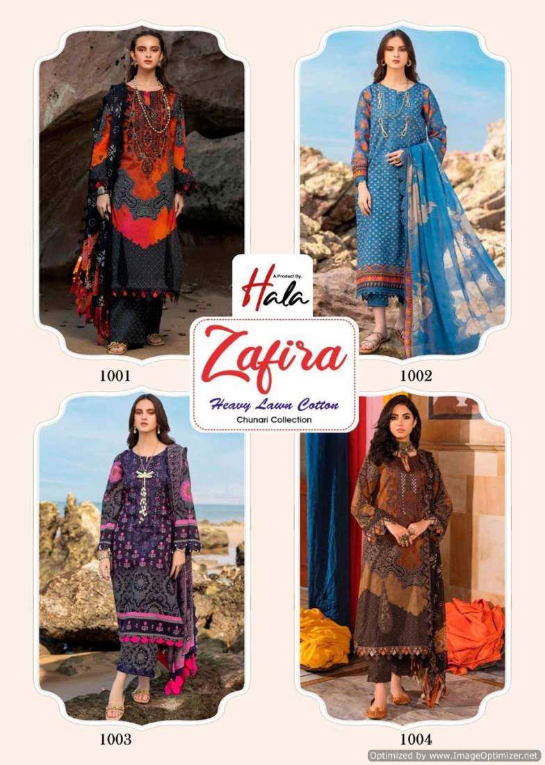 Hala Zafira Vol 1 Heavy Lawn Cotton Dress Material Wholesale catalog
