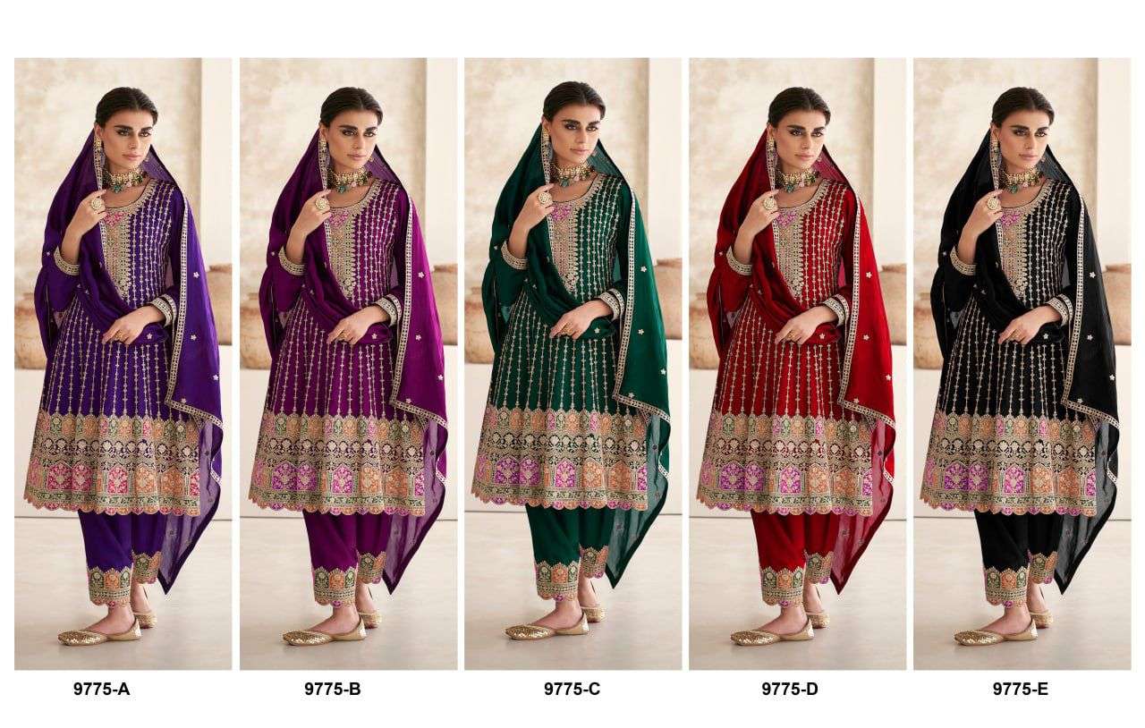Kf 9775 A To E Chinon Embroidered Salwar Kameez Wholesale catalog