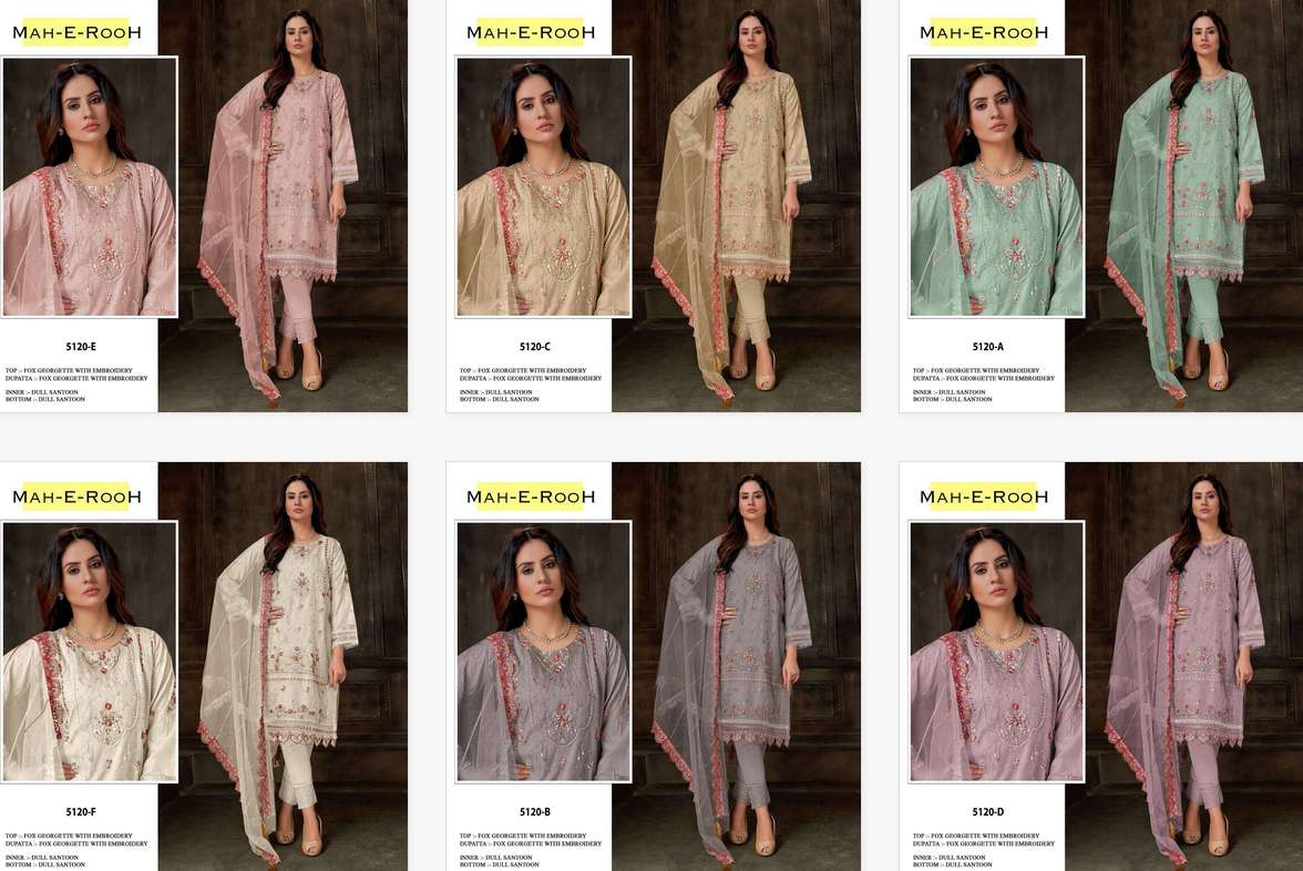Mah E Rooh 5120 Faux Georgette Pakistani Suit Wholesale catalog