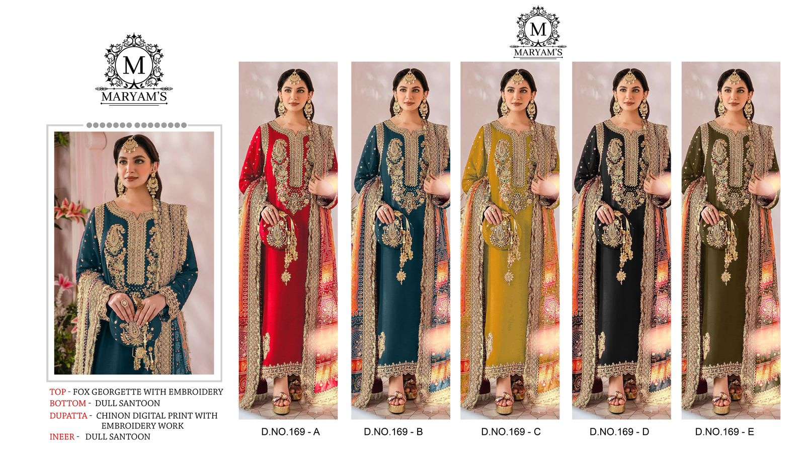 Maryams 169 Georgette Embroidered Salwar Suits Wholesale catalog