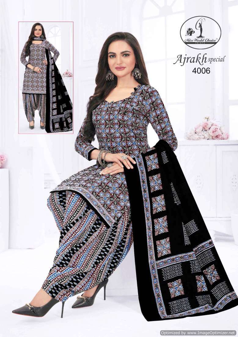 Miss World Ajrakh Vol-4 – Dress Material - Wholesale catalog