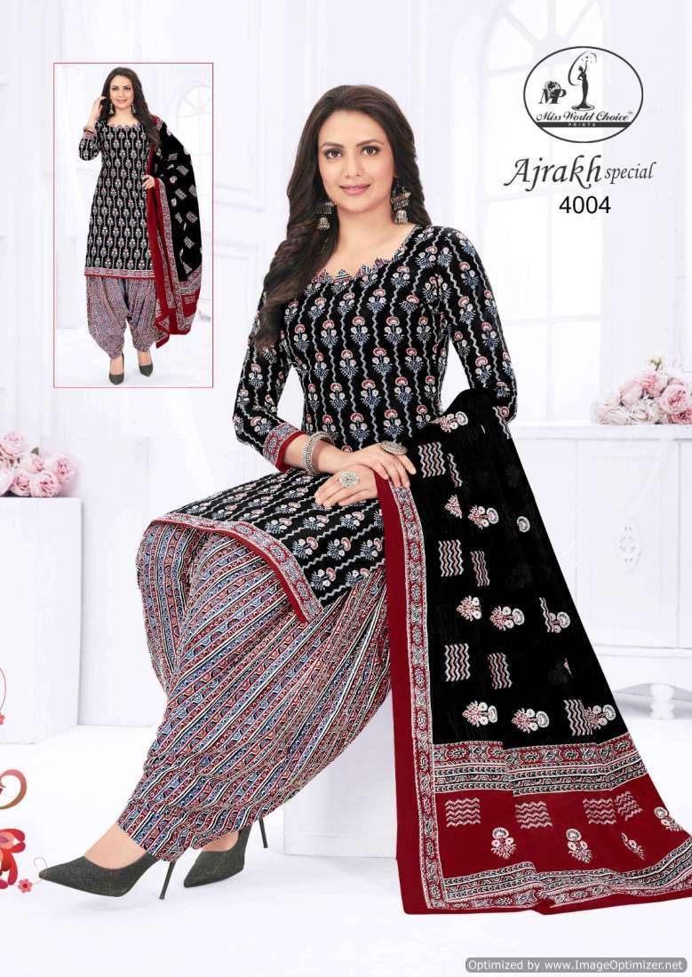 Miss World Ajrakh Vol-4 – Dress Material - Wholesale catalog