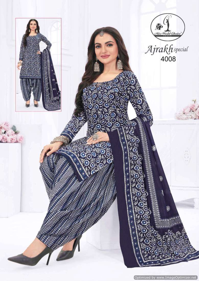 Miss World Ajrakh Vol-4 – Dress Material - Wholesale catalog