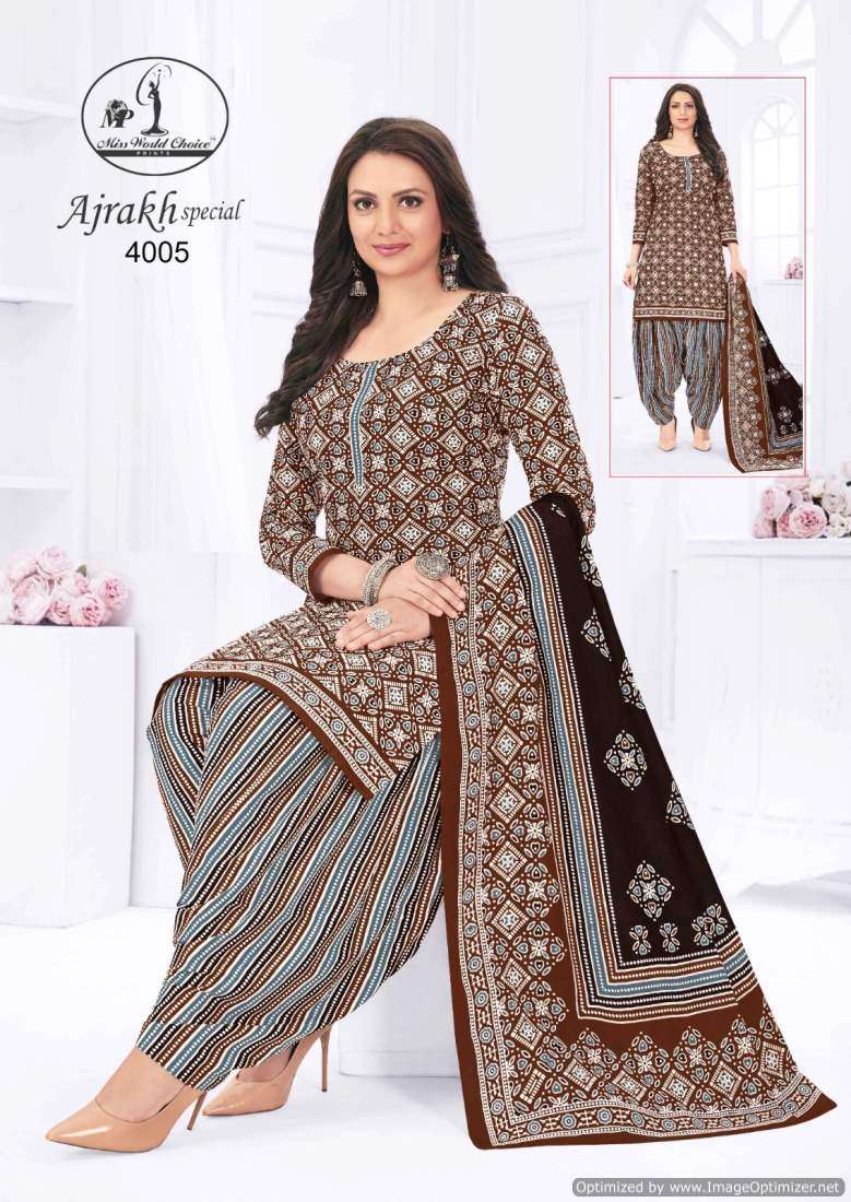 Miss World Ajrakh Vol-4 – Dress Material - Wholesale catalog