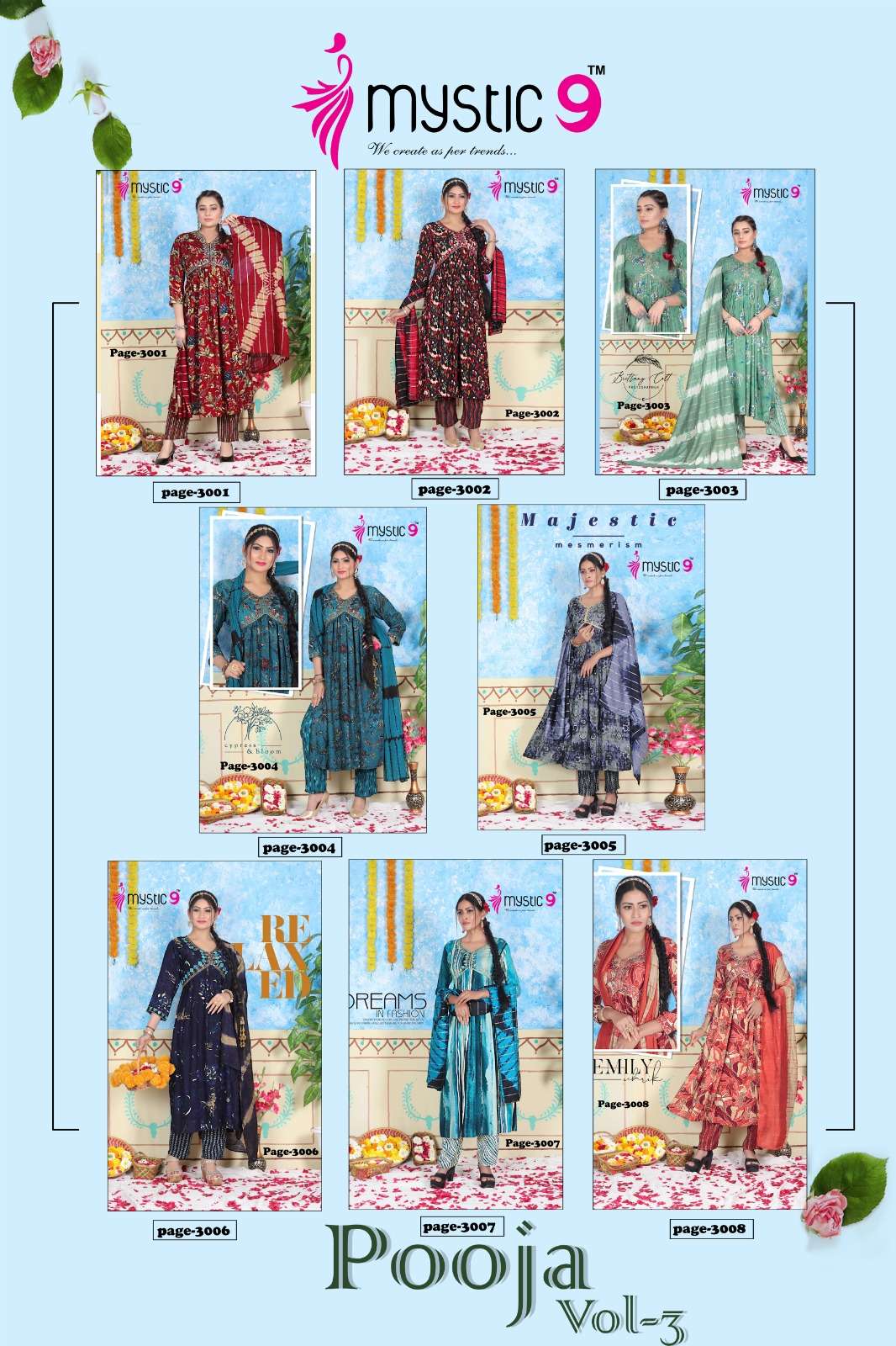 MYSTIC 9 POOJA VOL - 3 Kurti Wholesale catalog