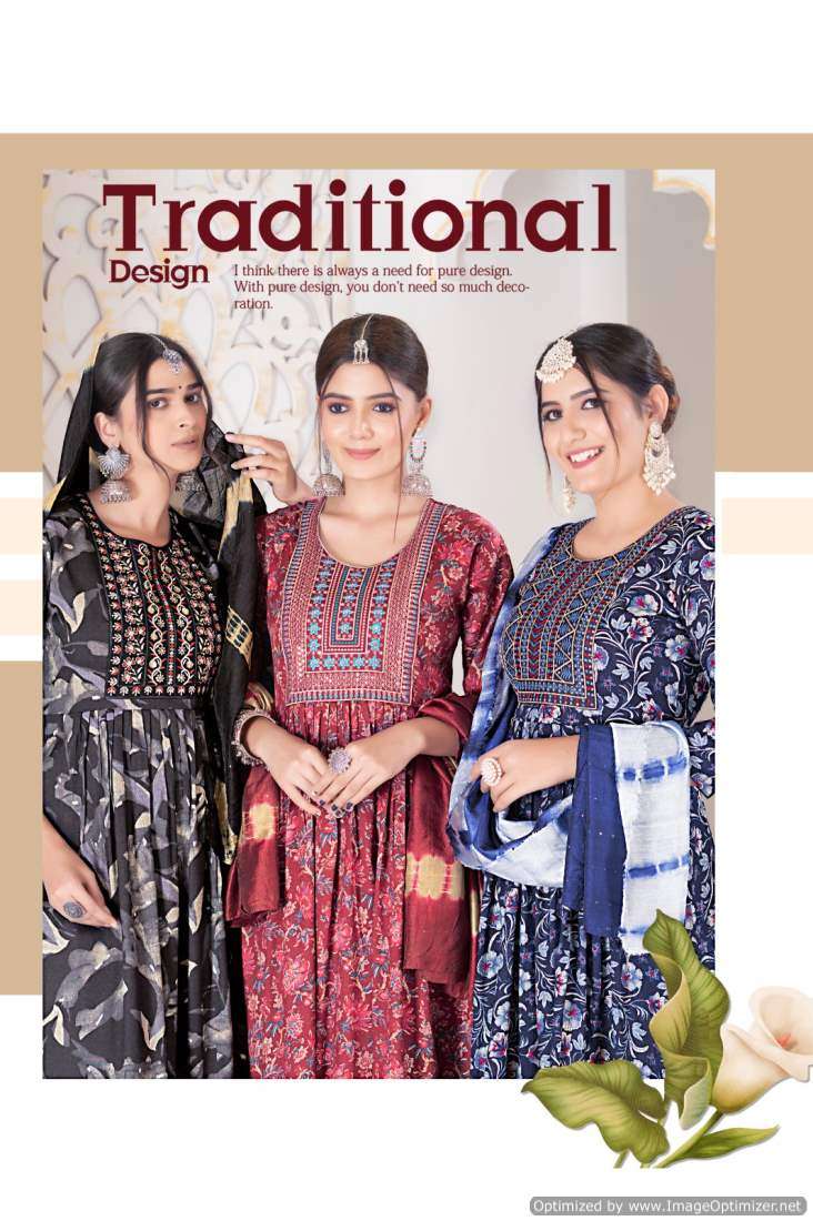 Mystic 9 Sara Vol-3 – Nyra Cut Kurti Pant With Dupatta - Wholesale Catalog