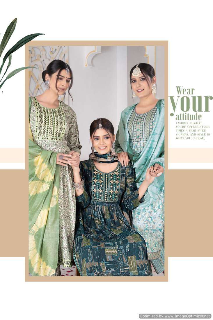 Mystic 9 Sara Vol-3 – Nyra Cut Kurti Pant With Dupatta - Wholesale Catalog
