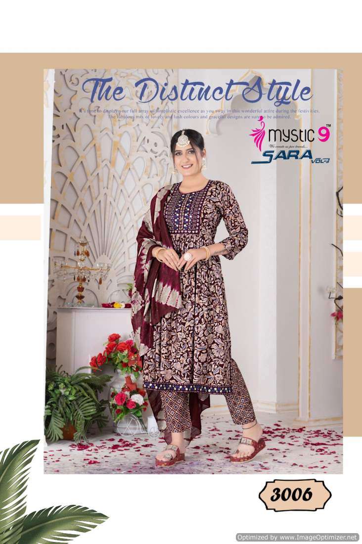 Mystic 9 Sara Vol-3 – Nyra Cut Kurti Pant With Dupatta - Wholesale Catalog