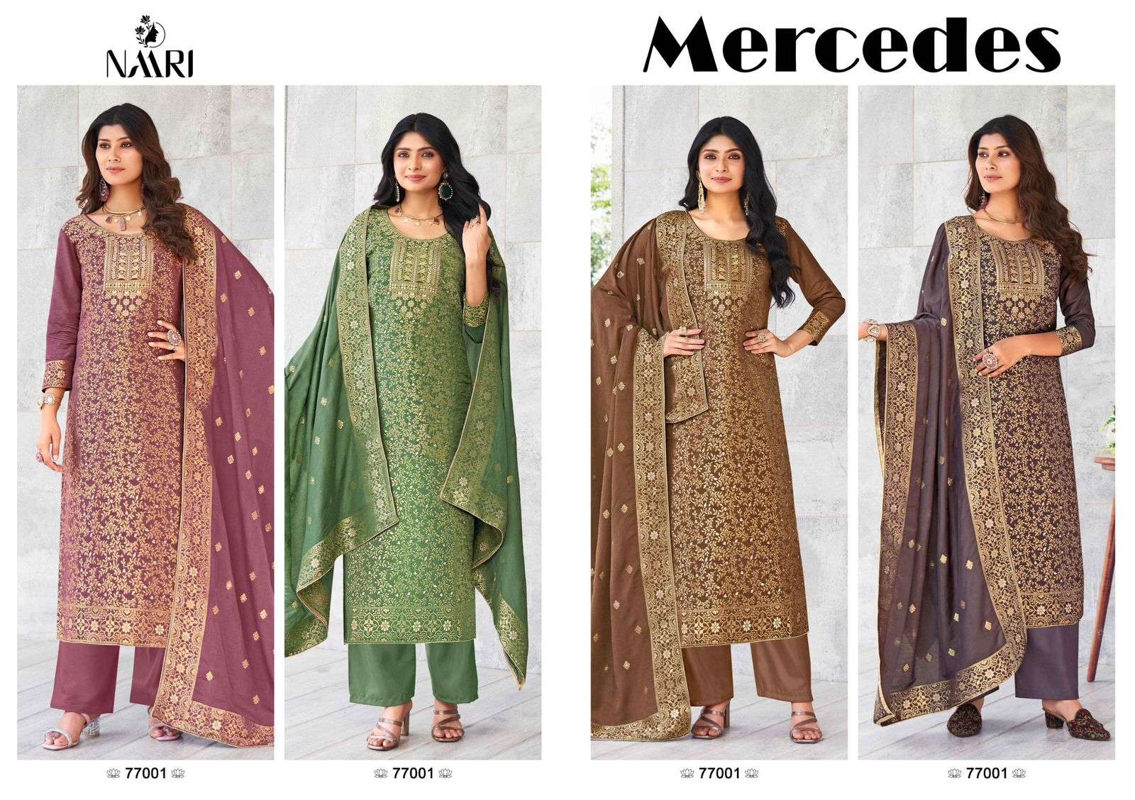 Naari Mercedes Masleen Jacquard Salwar Kameez Wholesale catalog