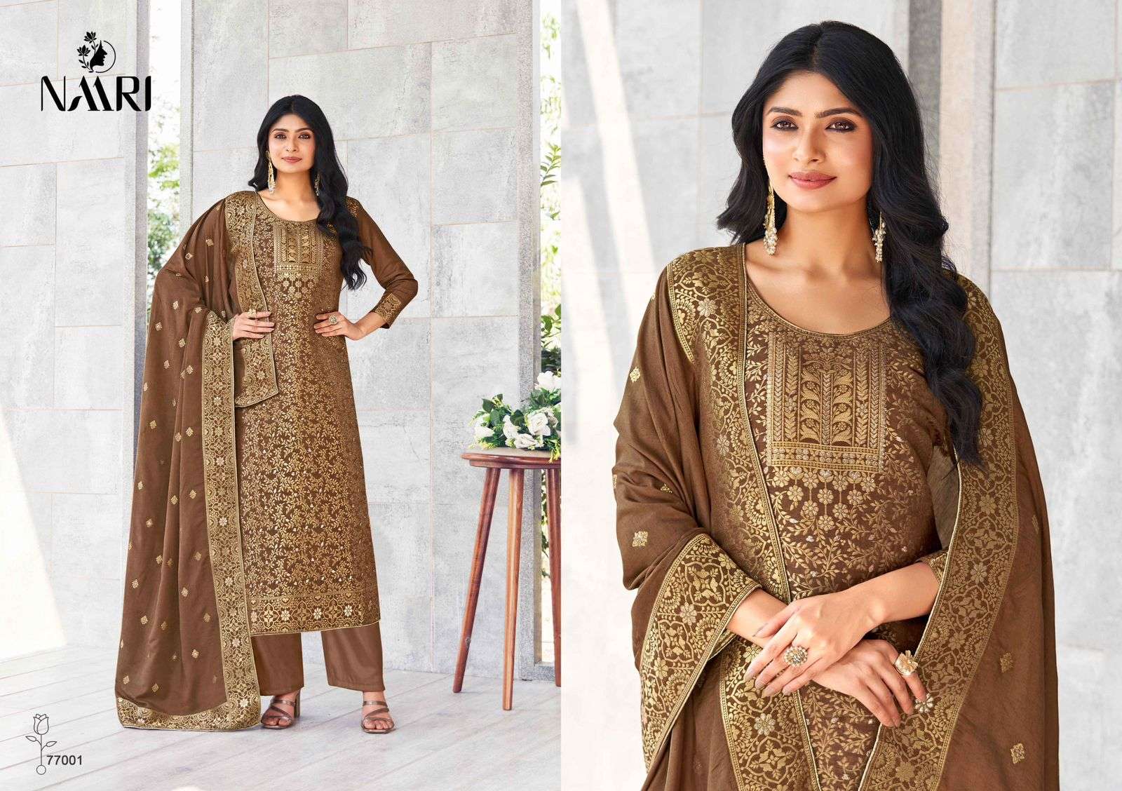 Naari Mercedes Masleen Jacquard Salwar Kameez Wholesale catalog