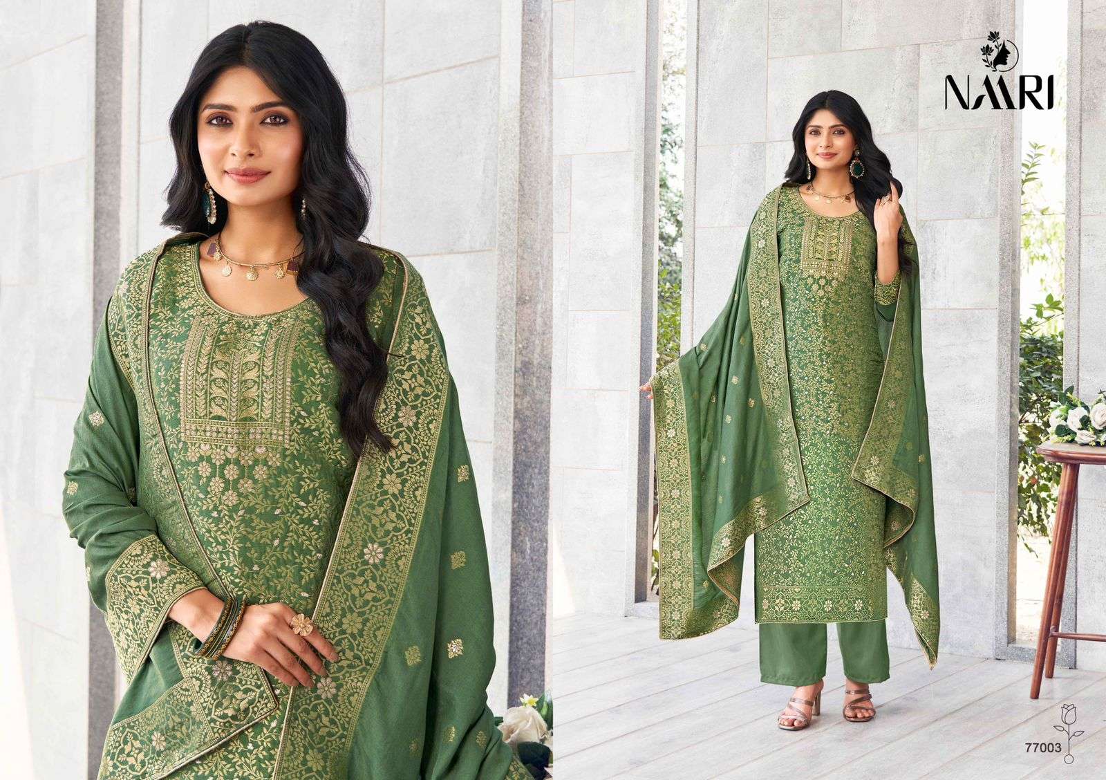 Naari Mercedes Masleen Jacquard Salwar Kameez Wholesale catalog