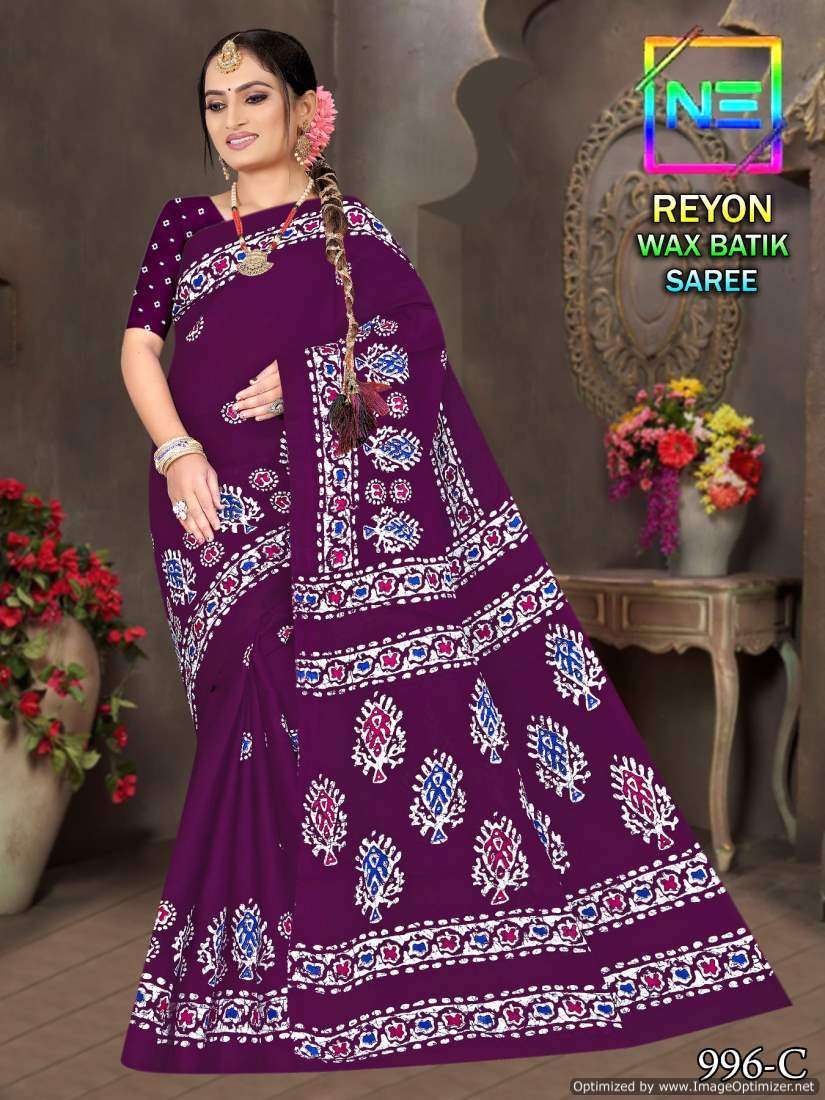 Nemi Rayon Wax Batik Sarees -Wholesale Catalog