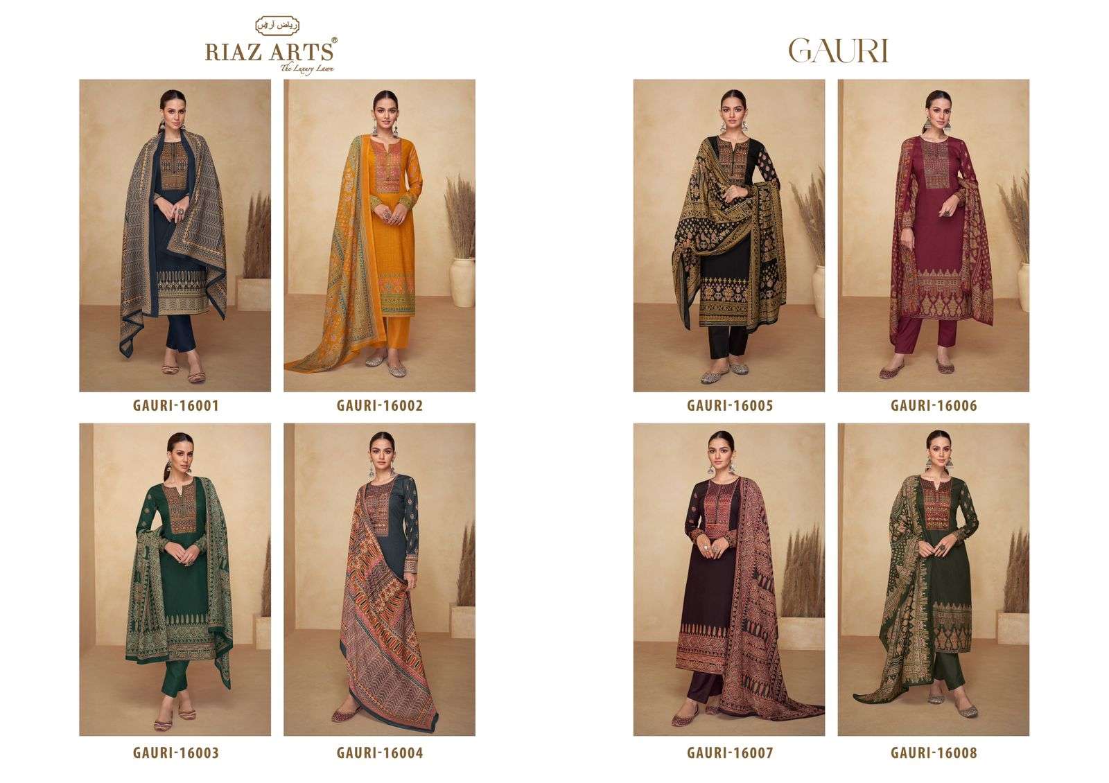 Riaz Arts Gauri Karachi Lawn Dress Material Wholesale catalog