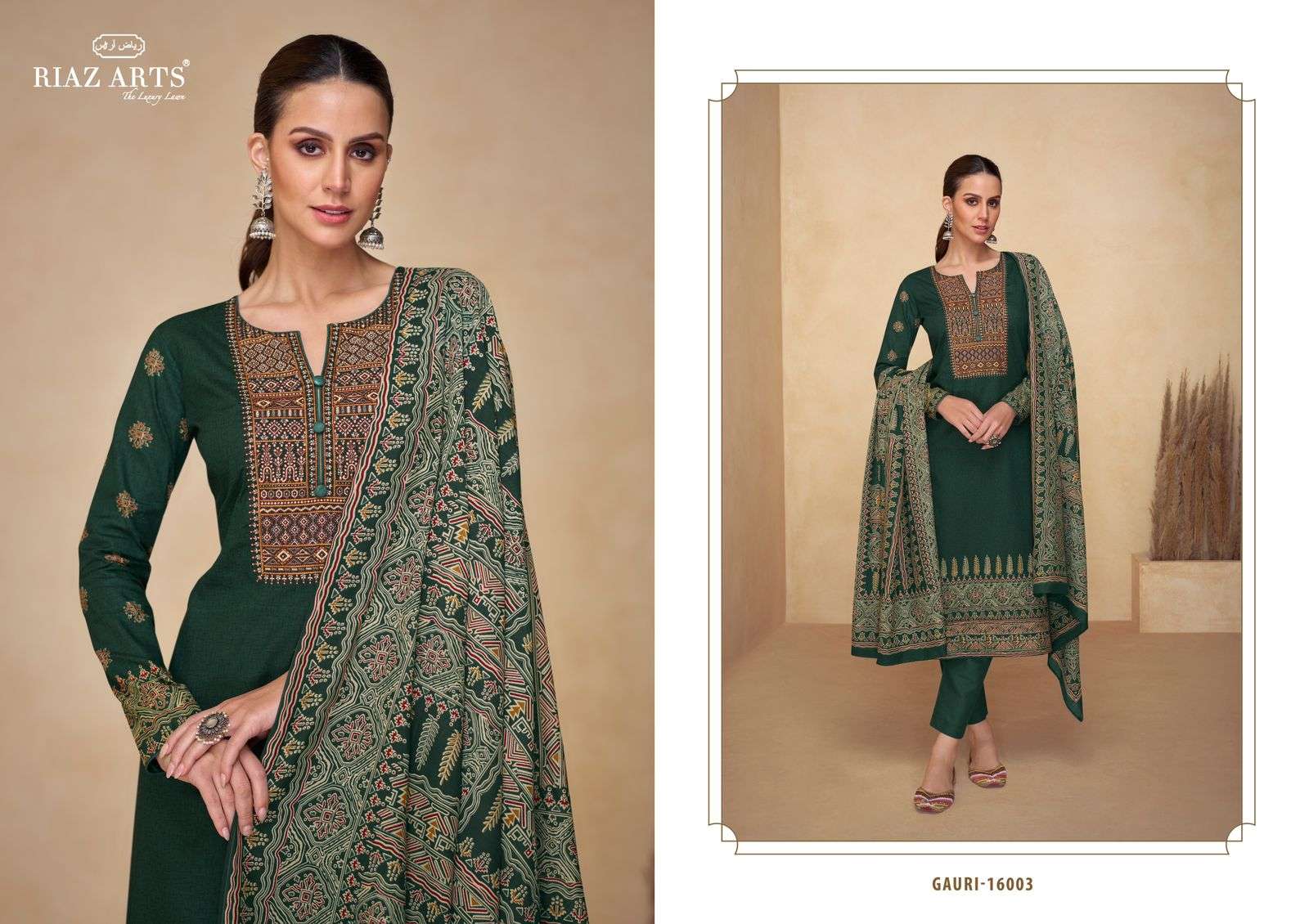 Riaz Arts Gauri Karachi Lawn Dress Material Wholesale catalog