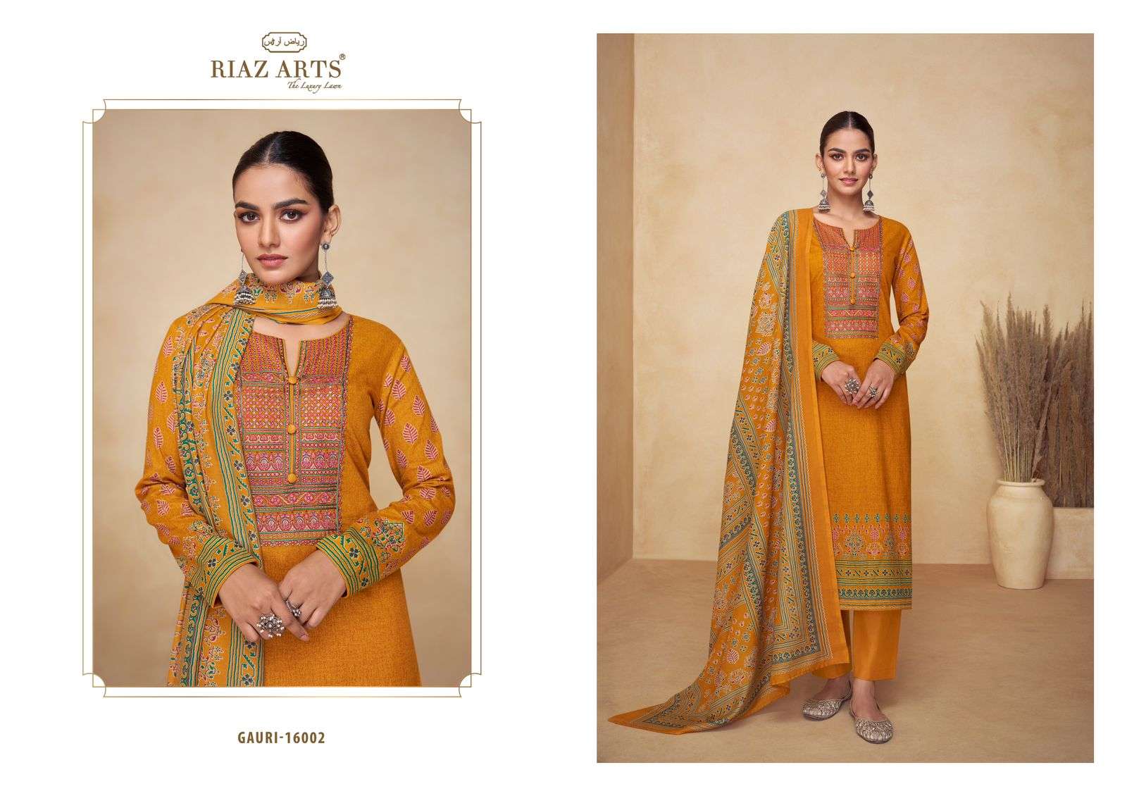 Riaz Arts Gauri Karachi Lawn Dress Material Wholesale catalog