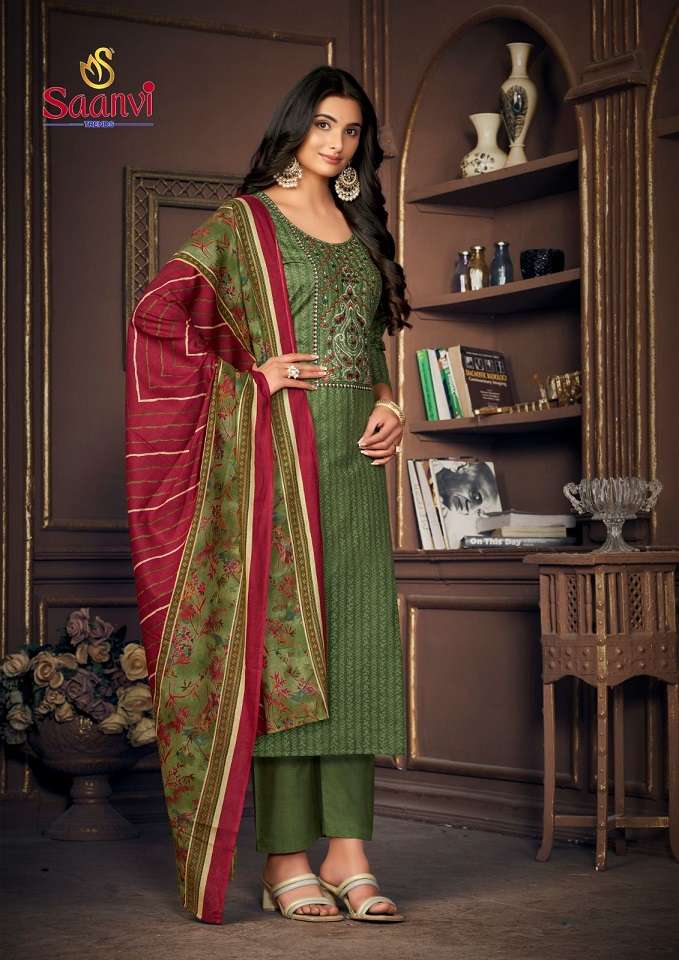 Saanvi Simran Vol 1 Heavy Cotton Dress Material Wholesale catalog