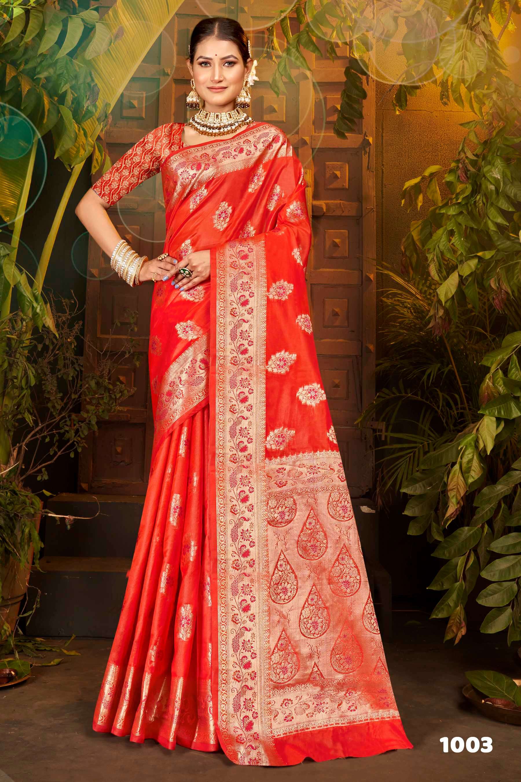 Saroj Haar Shringar vol.3 Premium cxc bright organza silk in bright matching Saree Wholesale catalog    