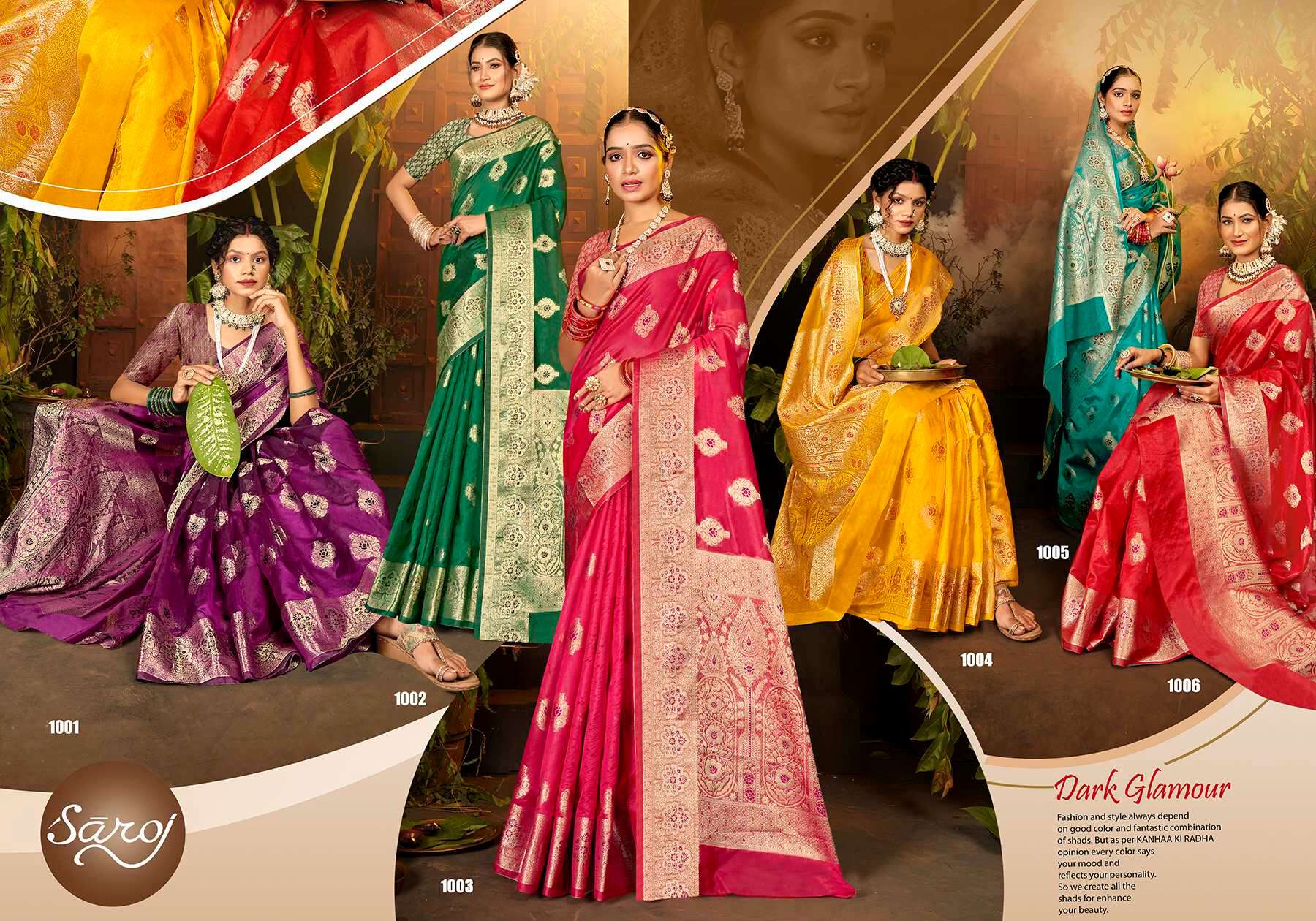 Saroj Haar Shringar vol.5 Premium cxc bright organza silk in bright matching Saree Wholesale catalog    