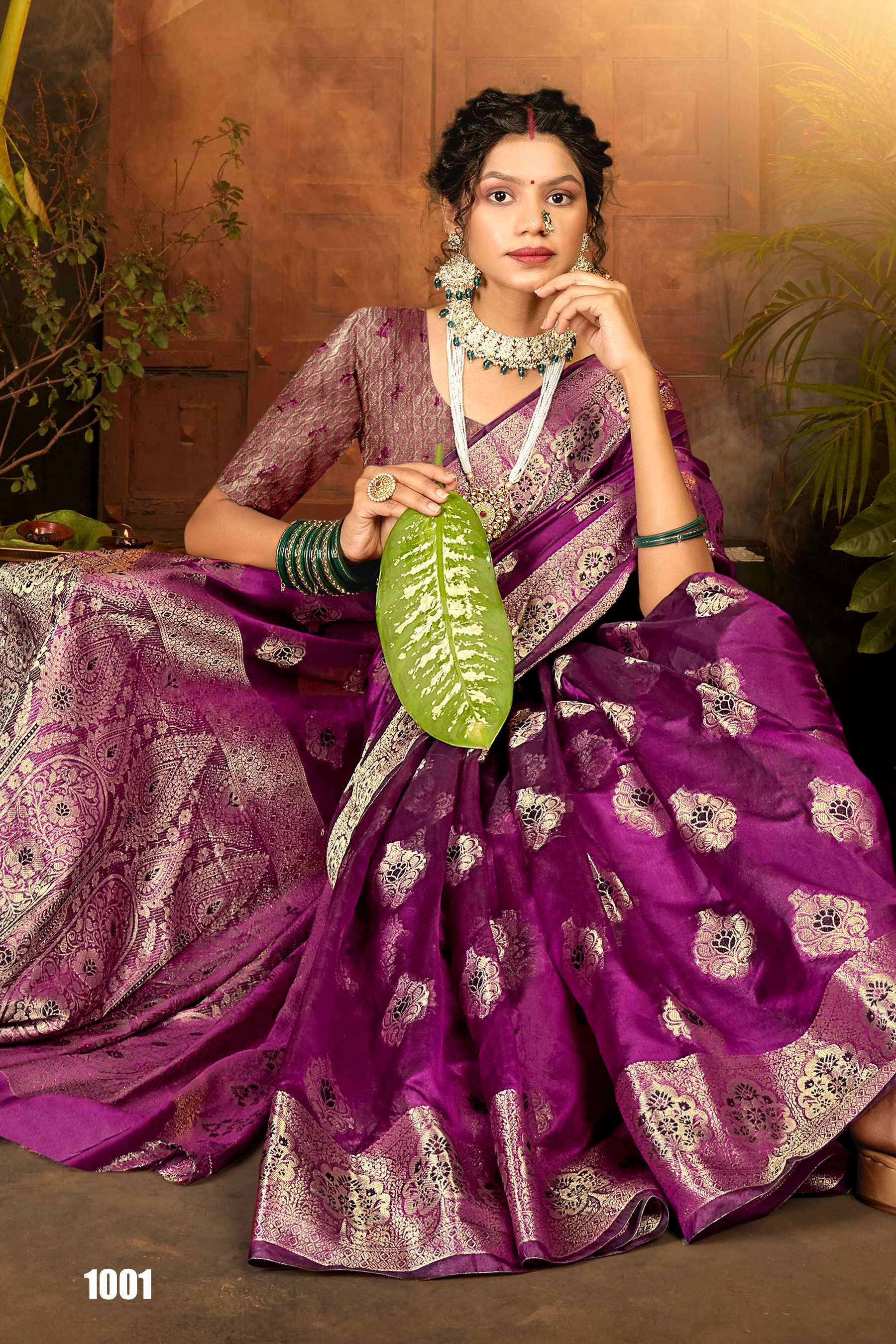 Saroj Haar Shringar vol.5 Premium cxc bright organza silk in bright matching Saree Wholesale catalog    