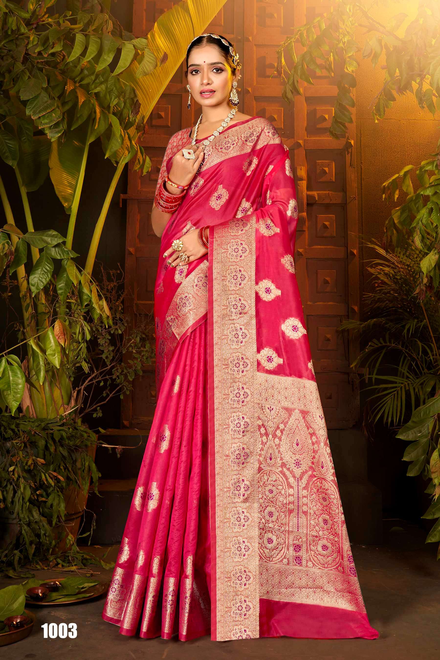 Saroj Haar Shringar vol.5 Premium cxc bright organza silk in bright matching Saree Wholesale catalog    