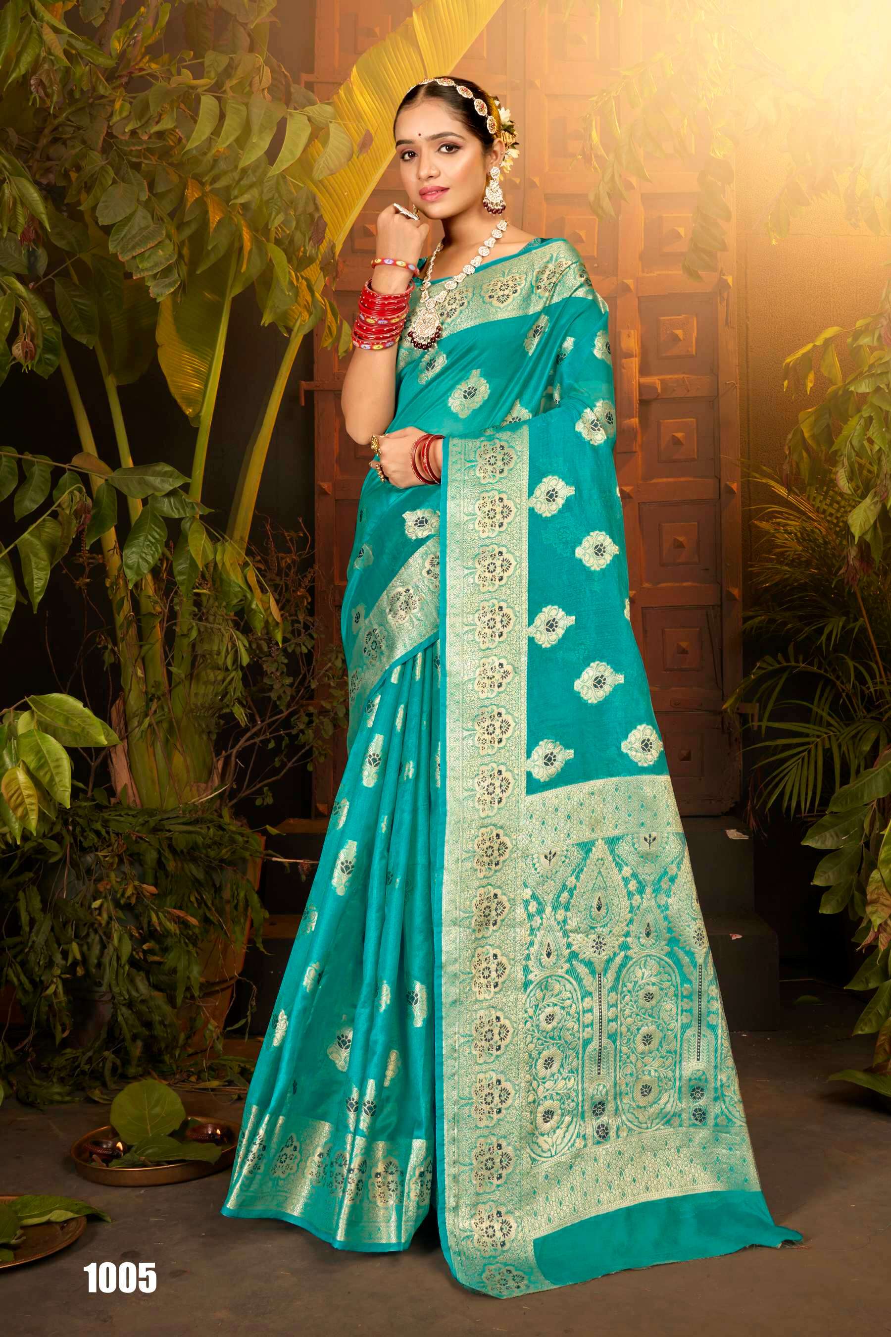 Saroj Haar Shringar vol.5 Premium cxc bright organza silk in bright matching Saree Wholesale catalog    