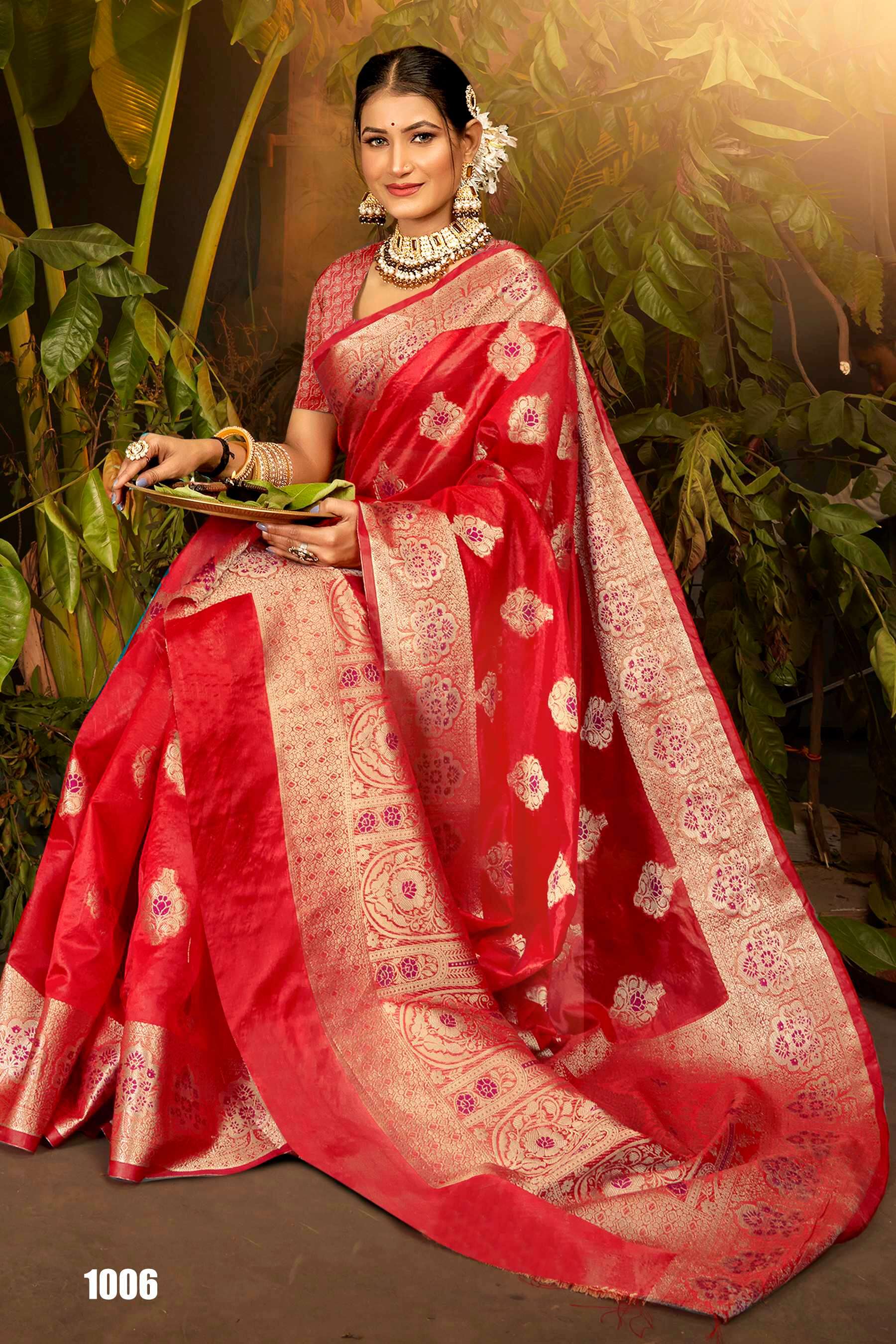 Saroj Haar Shringar vol.5 Premium cxc bright organza silk in bright matching Saree Wholesale catalog    