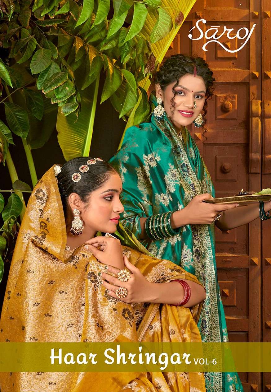 Saroj Haar Shringar vol.6 Premium cxc bright organza silk in bright matching  Saree Wholesale catalog    